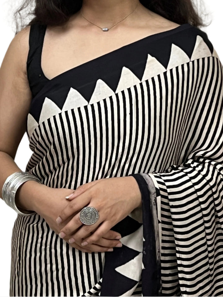 Ajrakh Modal Silk Saree Digital Printed