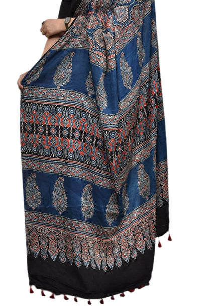 Ajrakh Modal Silk Saree Digital Printed