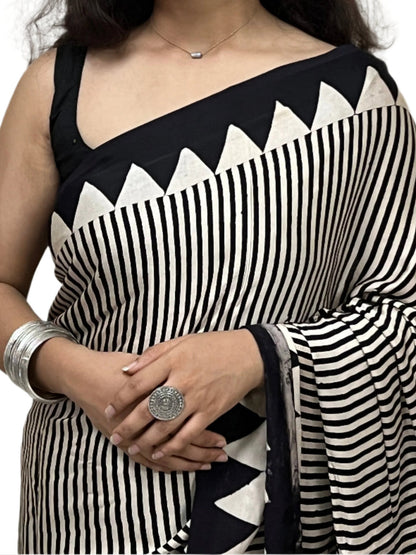 Ajrakh Modal Silk Saree Digital Printed