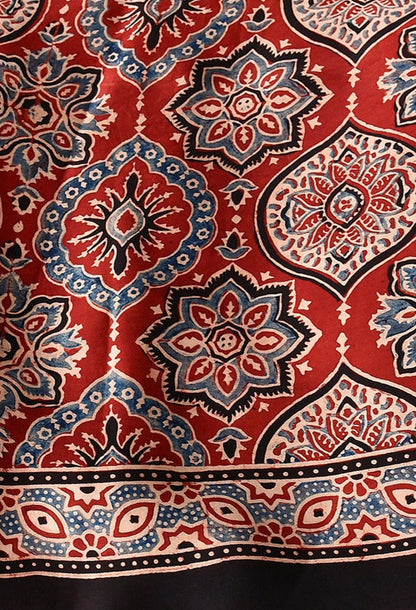 Ajrakh Modal Silk Saree Digital Printed